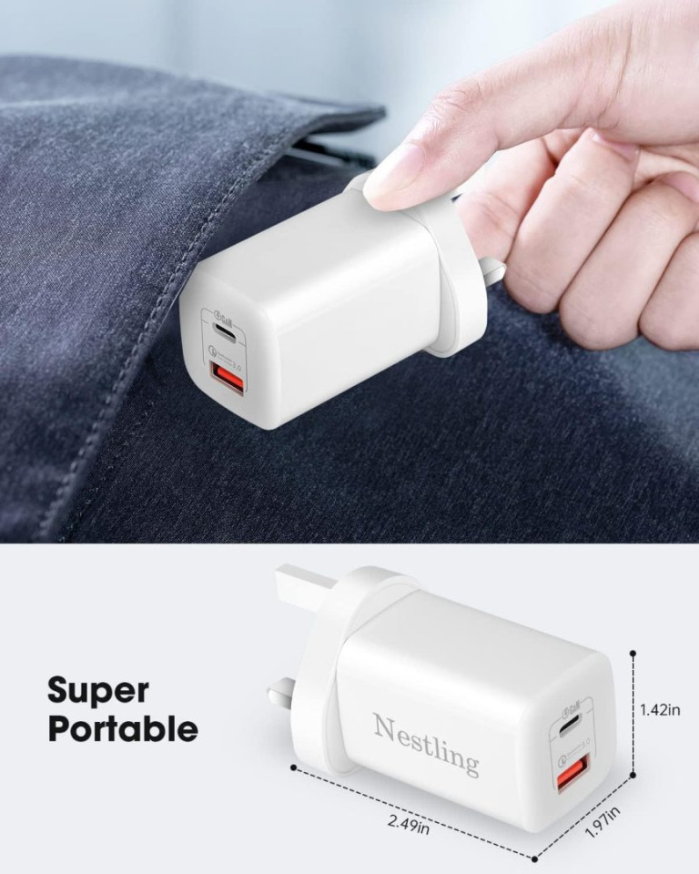 Computerworld Adaptors 65W USB C Charger Plug, Nestling 2-Port Type C Fast Wall Power Adapter ...