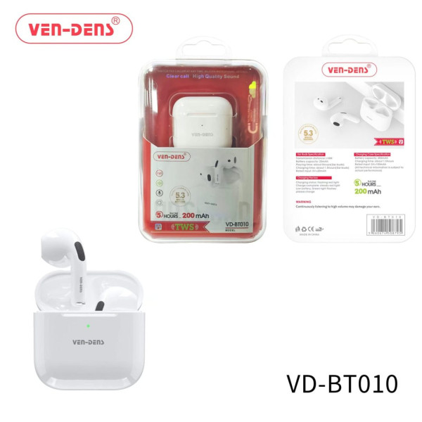 Ven-Dens Tws HD Sound Wireless Bluetooth Earbuds With Charging Case (BT010)