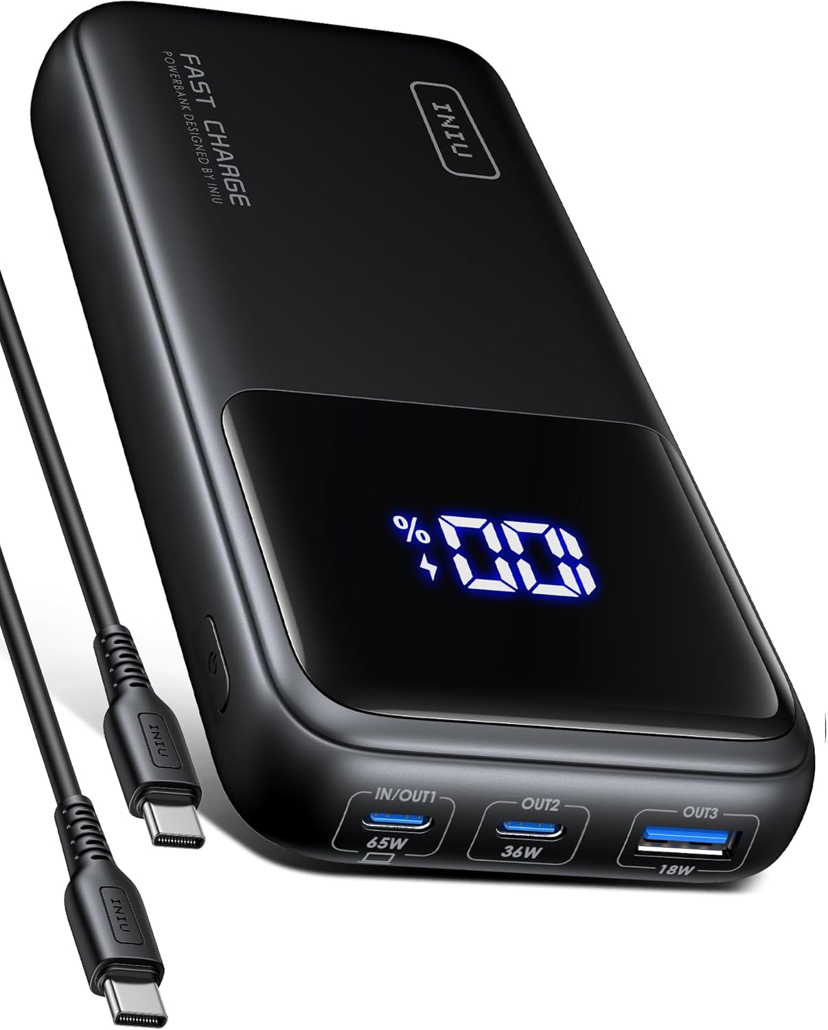 INIU 65W Power Bank 20000mAh Portable Charger High Capacity USB C 2 + USB A External Battery Pack Travel Powerbank