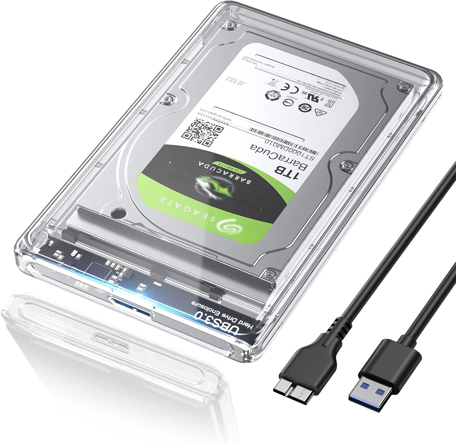 500GB External SSD 2.5 SATA Harddrive in Transparent Enclose USB A